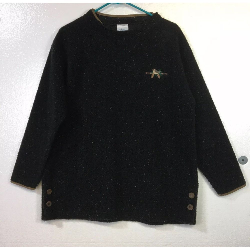 Vtg Artisans Sunschien Designs Sweater Womens Top Sz M Black Pullover Made USA